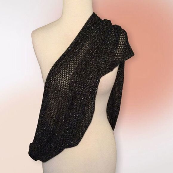 Black with Silver Metallic Shimmer‎ Infinity Scarf or Wrap - Picture 6 of 9